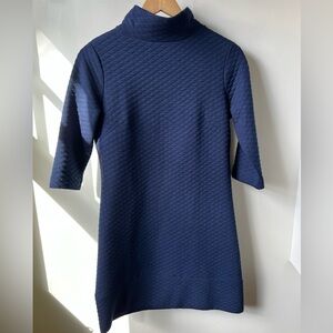 SAIL TO SABLE STS Navy Blue Quilted Dress Mock Neck‎ Stretch Luxury Classic 4